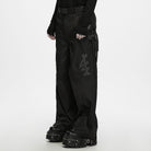 PUNK RAVE Men's Techwear Buckle Strap Zipper Wide Leg Pants
