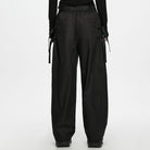 PUNK RAVE Men's Techwear Buckle Strap Zipper Wide Leg Pants