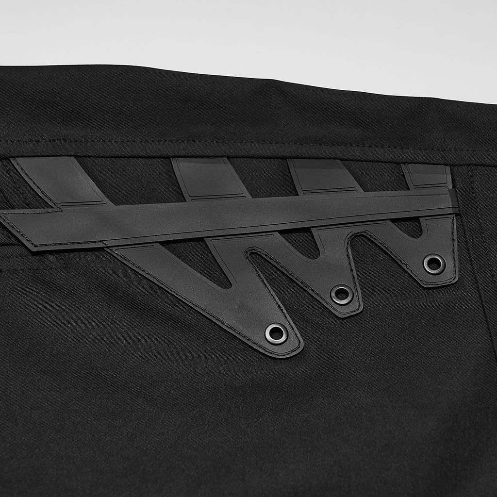 PUNK RAVE Men's Techwear Buckle Strap Zipper Wide Leg Pants