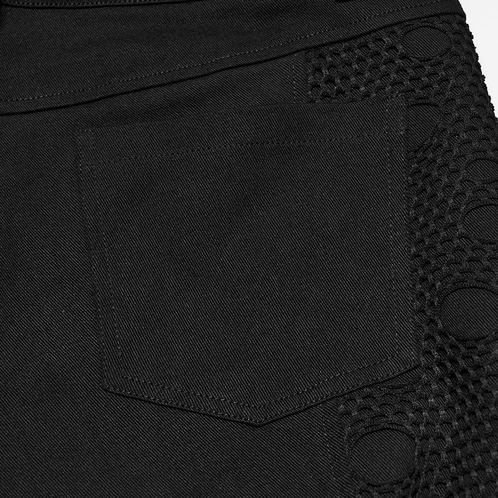 PUNK RAVE Men's Techwear Mesh Splice Buckle Strap Trousers