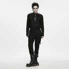 PUNK RAVE Men's Techwear Mesh Splice Buckle Strap Trousers