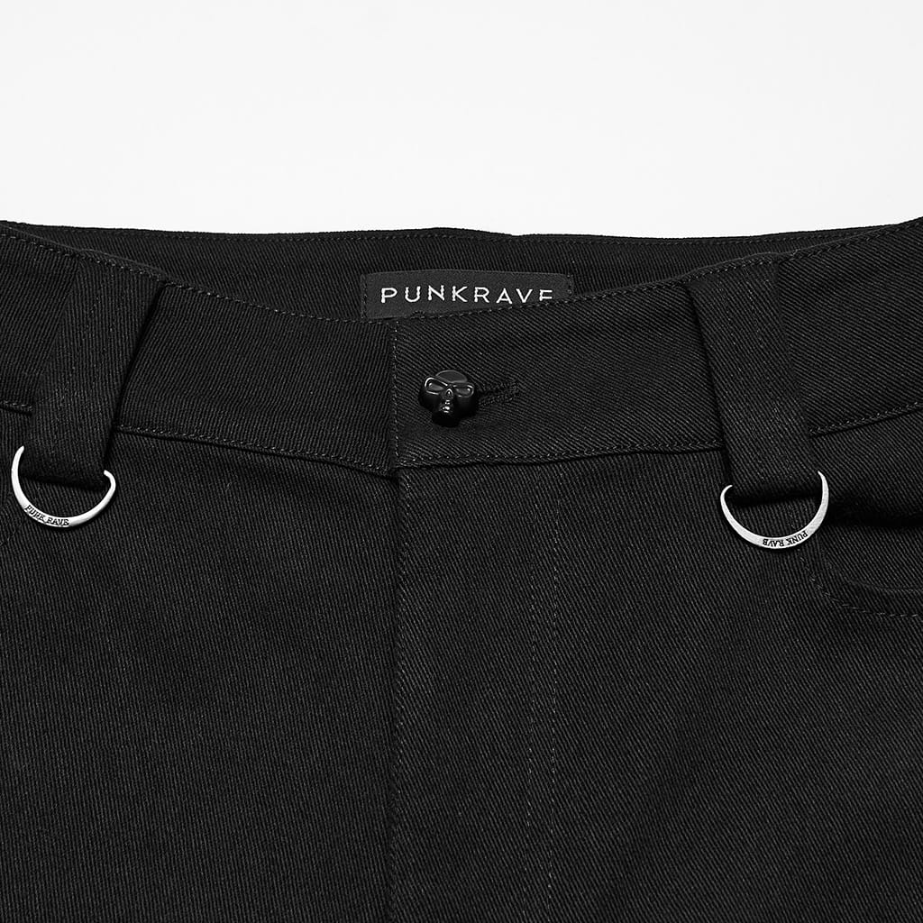 PUNK RAVE Men's Techwear Mesh Splice Buckle Strap Trousers