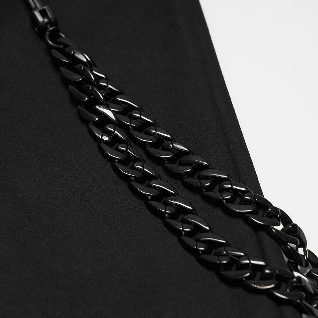 PUNK RAVE Men's Techwear Studded Chain Lace-up Skirt