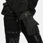 PUNK RAVE Men's Techwear Studded Skull Chain Gloves