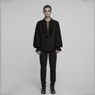 PUNK RAVE Punk Rave Herren Steampunk Rüschen Schnürung Kordelzug Langarmhemd Y873