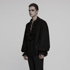 PUNK RAVE Punk Rave Herren Steampunk Rüschen Schnürung Kordelzug Langarmhemd Y873