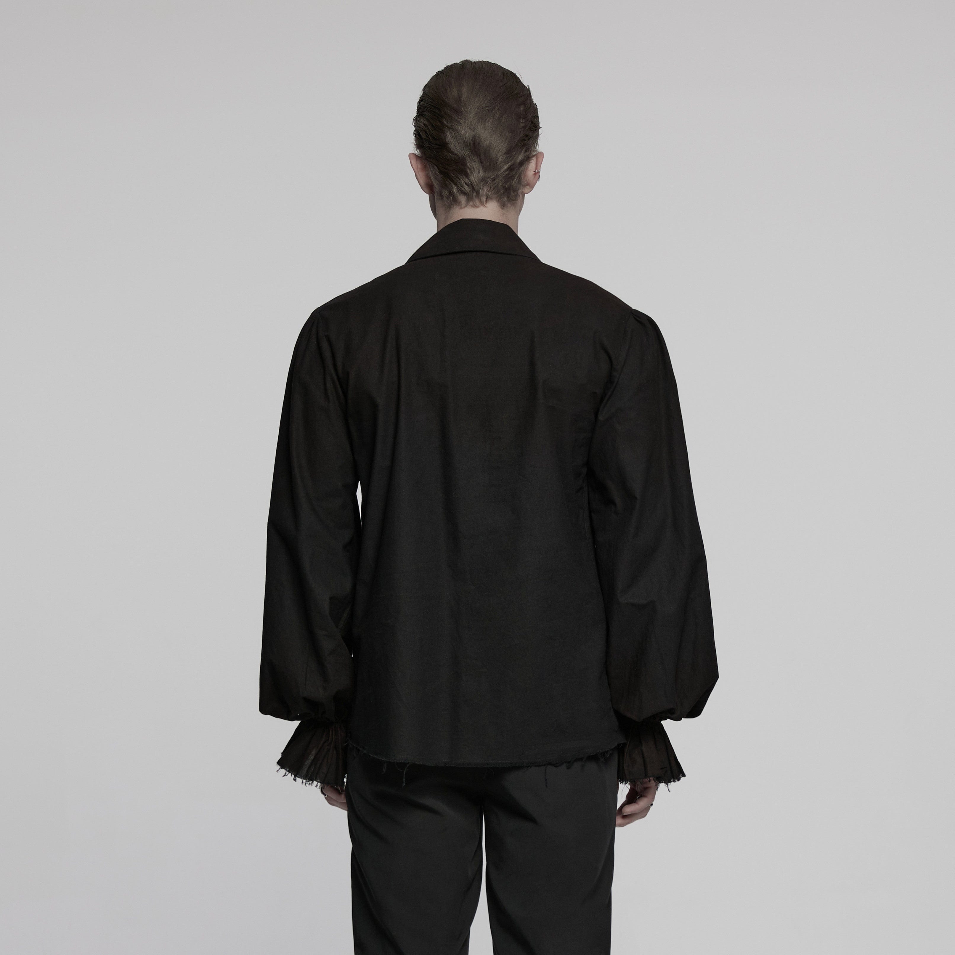 PUNK RAVE Punk Rave Herren Steampunk Rüschen Schnürung Kordelzug Langarmhemd Y873