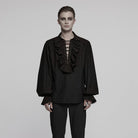 PUNK RAVE Punk Rave Herren Steampunk Rüschen Schnürung Kordelzug Langarmhemd Y873