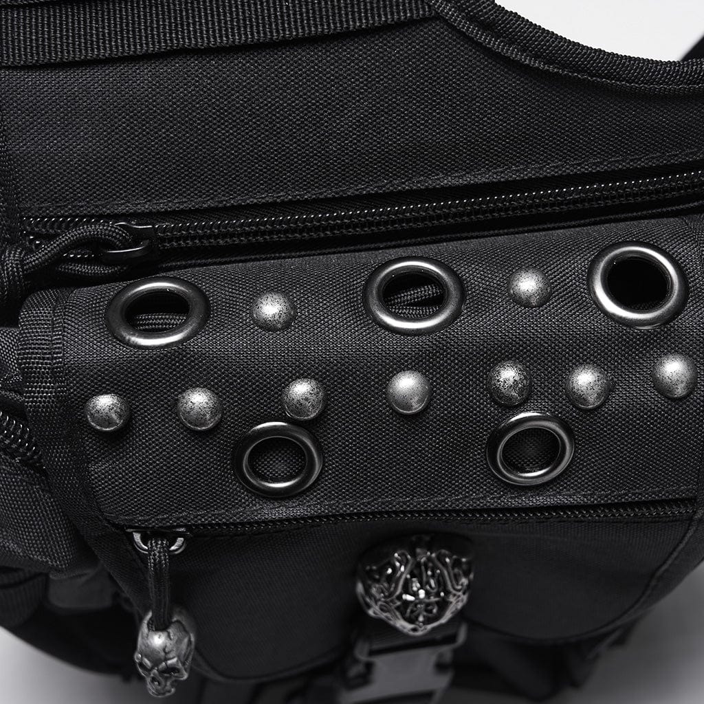 PUNK RAVE Unisex Punk Buckle Eyelets&Rivets Skull Waist-Leg Bag