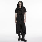PUNK RAVE Unisex Punk Eyelets Hooded Vest Black
