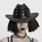 PUNK RAVE Unisex Punk Rivets Straps Hat Black