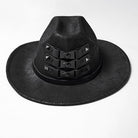 PUNK RAVE Unisex Punk Rivets Straps Hat Black