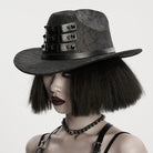 PUNK RAVE Unisex Punk Rivets Straps Hat Black