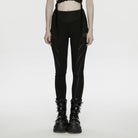 PUNK RAVE Women's Cyberpunk Armor-Accentuated Paneled Leggings Black