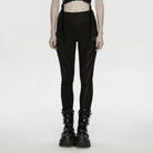 PUNK RAVE Women's Cyberpunk Armor-Accentuated Paneled Leggings Black