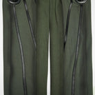 PUNK RAVE Women's Cyberpunk Armor-Accentuated Paneled Leggings Black-Green