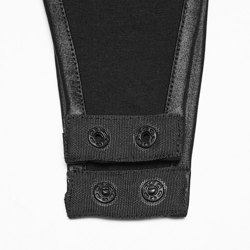 PUNK RAVE Women's Cyberpunk Armor Shoulder Sheer Bodysuit