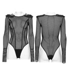 PUNK RAVE Women's Cyberpunk Armor Shoulder Sheer Bodysuit