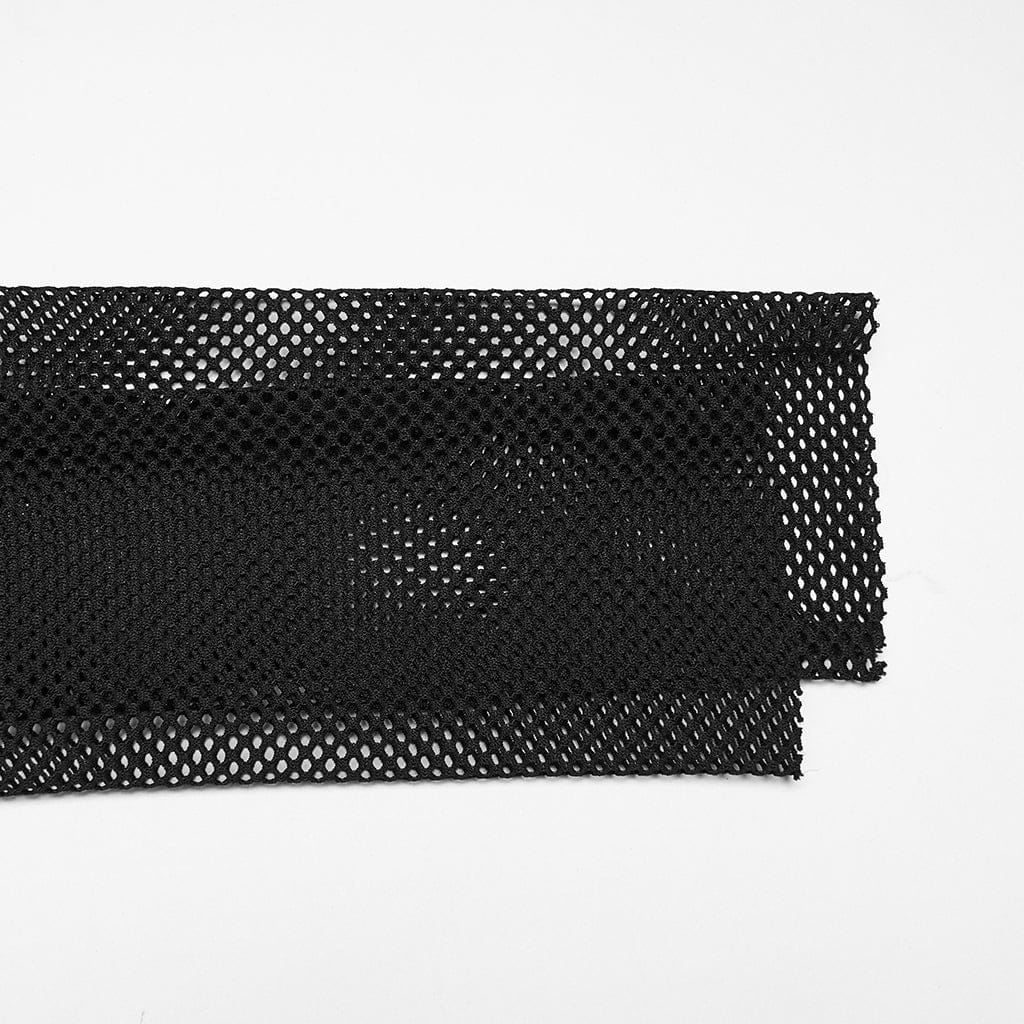 PUNK RAVE Women's Cyberpunk Armor Shoulder Sheer Bodysuit