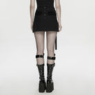 PUNK RAVE Women's Cyberpunk Asymmetrical Mesh Splice Bodycon Skirt Black