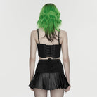 PUNK RAVE Women's Cyberpunk Buckle Lace-up Slip Bustier Black