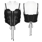 PUNK RAVE Women's Cyberpunk Buckle Lace-up Slip Bustier Black