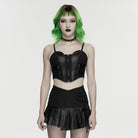 PUNK RAVE Women's Cyberpunk Buckle Lace-up Slip Bustier Black