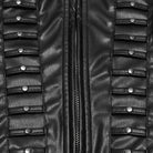 PUNK RAVE Women's Cyberpunk Buckle Shoulder Zip Front Stand Collar Faux Leather Jacket