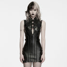 PUNK RAVE Women's Cyberpunk Buckle Strap Sleeveless Dress