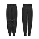 PUNK RAVE Women's Cyberpunk Buckle-up Studded Mesh Cargo Pants