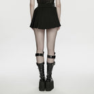 PUNK RAVE Women's Cyberpunk Buckle-up Zip Pleated Skirt