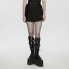 PUNK RAVE Women's Cyberpunk Buckle-up Zip Pleated Skirt
