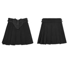 PUNK RAVE Women's Cyberpunk Buckle-up Zip Pleated Skirt