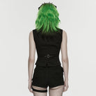 PUNK RAVE Women's Cyberpunk Embossed Rivets Zip Vest
