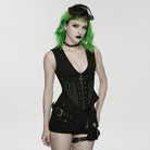 PUNK RAVE Women's Cyberpunk Embossed Rivets Zip Vest