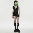 PUNK RAVE Women's Cyberpunk Embossed Rivets Zip Vest