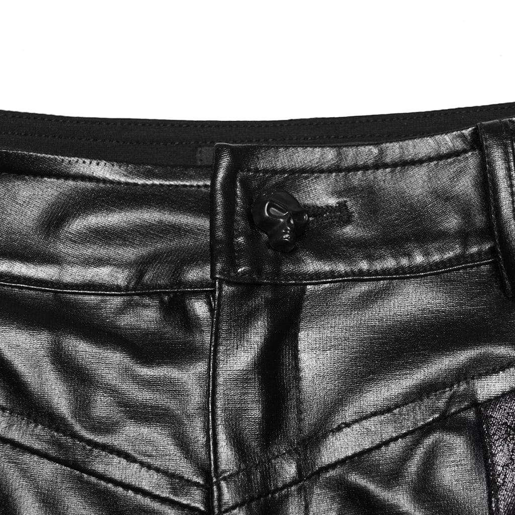 PUNK RAVE Women's Cyberpunk Eyelet Mesh Splice Leggings Black