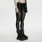 PUNK RAVE Women's Cyberpunk Eyelet Mesh Splice Leggings Black