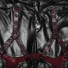 PUNK RAVE Women's Cyberpunk Eyelet Mesh Splice Leggings Black-Red