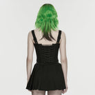 PUNK RAVE Women's Cyberpunk Eyelet Studded Zip Bustier