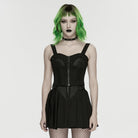 PUNK RAVE Women's Cyberpunk Eyelet Studded Zip Bustier