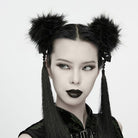 PUNK RAVE Women's Cyberpunk Furry Skull Tassel Headwear