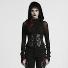 PUNK RAVE Women's Cyberpunk Irregular Studded Mesh Underbust Corset