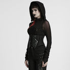 PUNK RAVE Women's Cyberpunk Irregular Studded Mesh Underbust Corset