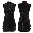 PUNK RAVE Women's Cyberpunk Jacquard Buckle Strap Sleeveless Dress