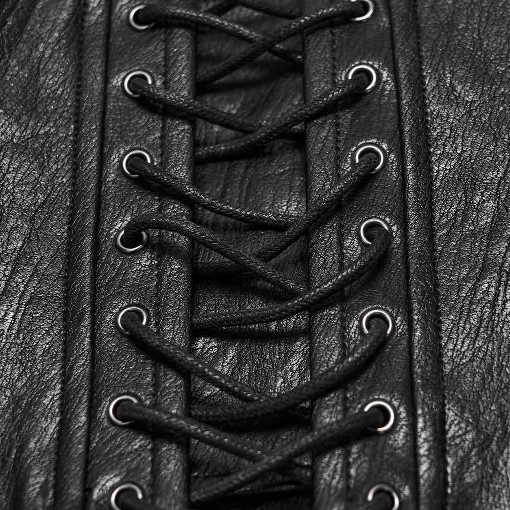 PUNK RAVE Women's Cyberpunk Lace-up Studded Zip Front Underbust Corset