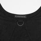 PUNK RAVE Women's Cyberpunk Mesh Rivets Short Sleeved T-shirt Black