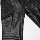 PUNK RAVE Women's Cyberpunk Multi Pocket Ruched Knee Faux Leather Skinny Pants