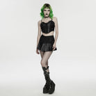 PUNK RAVE Women's Cyberpunk One-piece Asymmetric Pleated Skirt Black