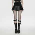 PUNK RAVE Women's Cyberpunk One-piece Asymmetric Pleated Skirt Black